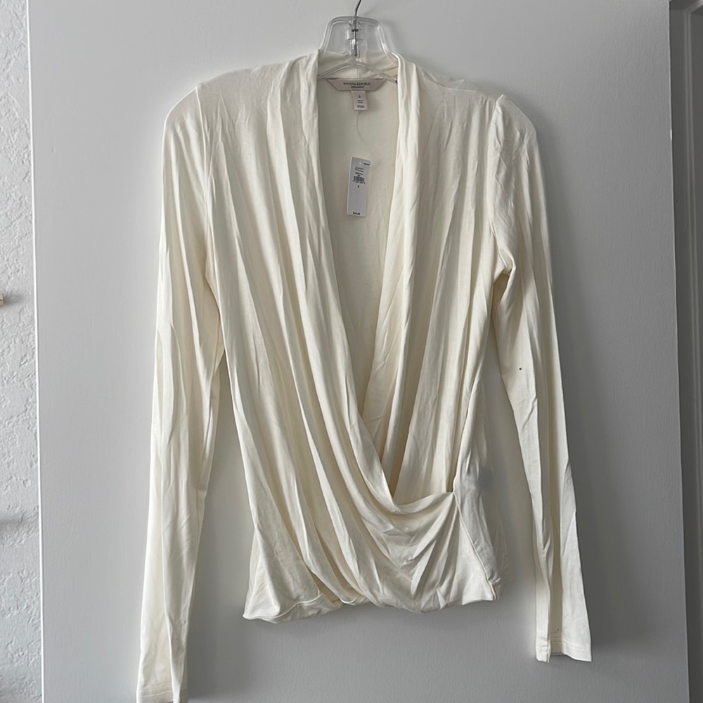 Banana Republic white cross long sleeve